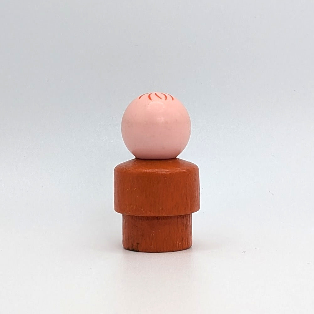 Boy - Orange Wood Body | Plastic Head - Fisher Price Little People