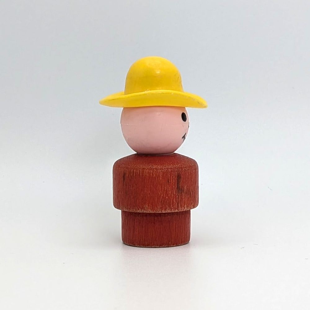 Farmer Boy - Red Wood Body | Plastic Head - Fisher Price Little People