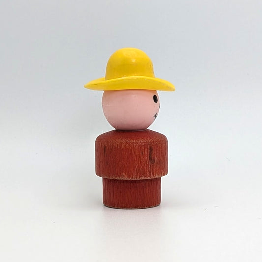 Farmer Boy - Red Wood Body | Plastic Head - Fisher Price Little People