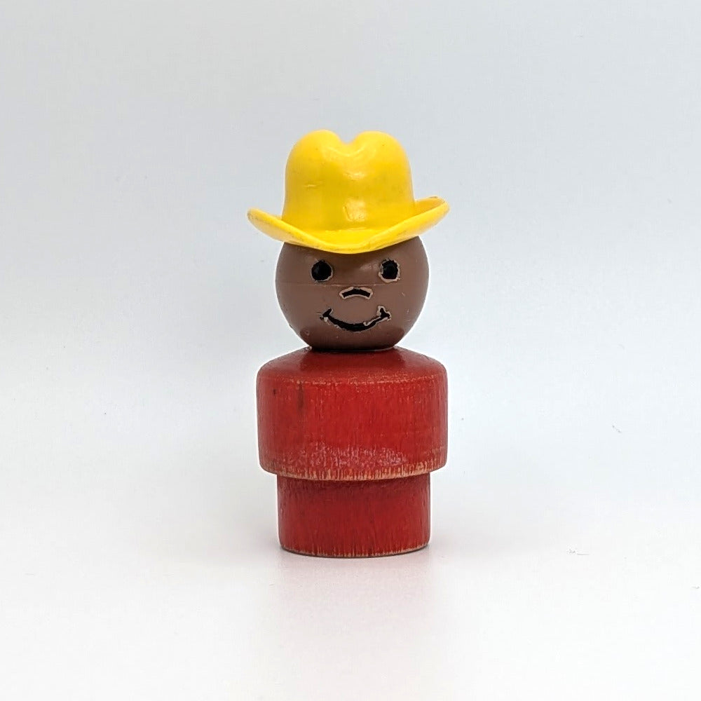 Farmer Boy - Red Wood Body | Plastic Head - Fisher Price Little People