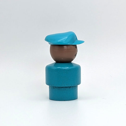 Pilot - Turquoise Wood Body | Plastic Head - Fisher Price Little People