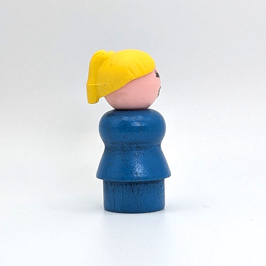 Woman - Blue Wood Body | Yellow Ponytail - Fisher Price Little People
