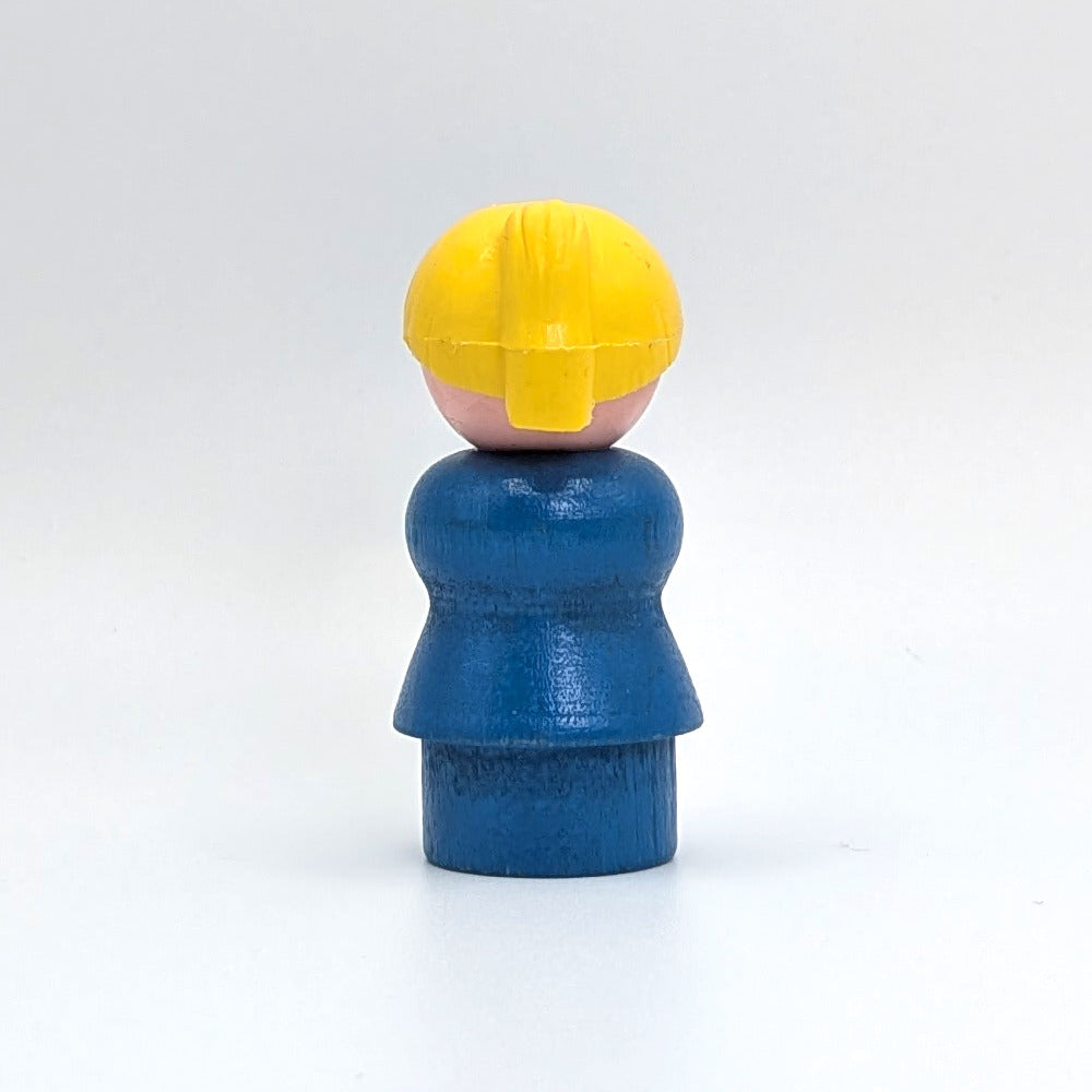 Woman - Blue Wood Body | Yellow Ponytail - Fisher Price Little People