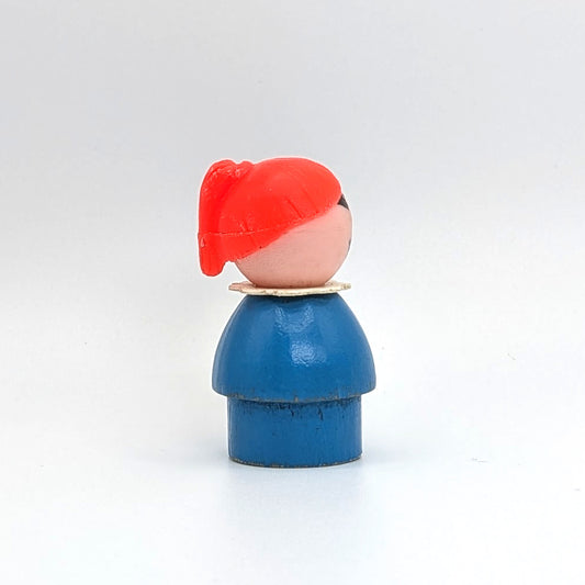 Girl - Blue Wood Body | Plastic Head - Fisher Price Little People