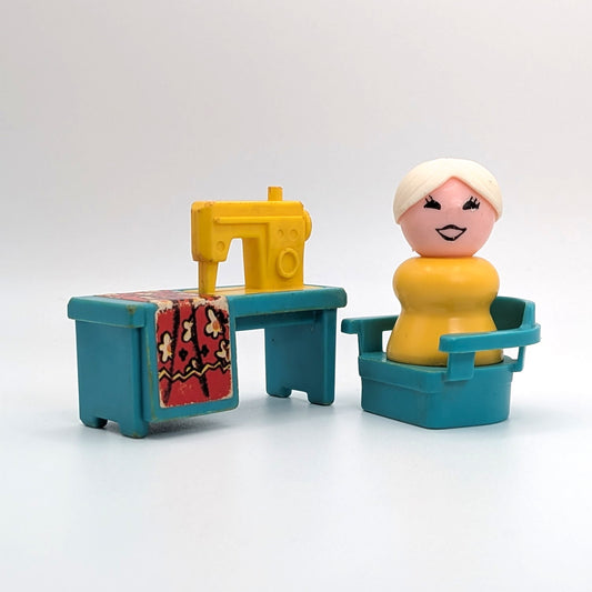 Sewing Machine - Turquoise/Yellow - Fisher Price Little People