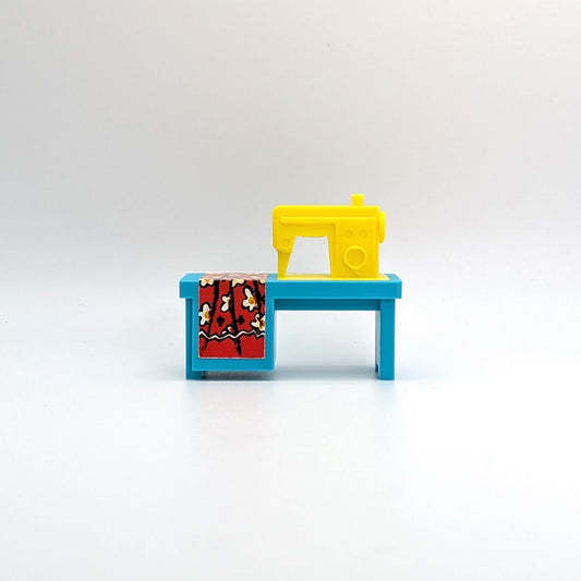 Sewing Machine 3D Printed Custom - Turquoise/Yellow - Compatible with Little People