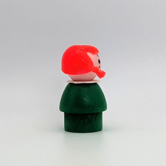 Girl - Green Wood Body | Red Pigtails - Fisher Price Little People