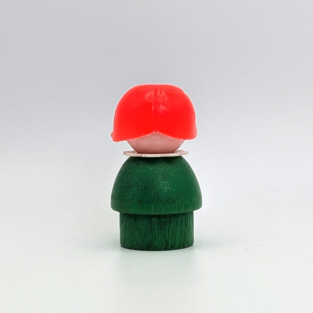 Girl - Green Wood Body | Plastic Head | No Pigtails - Fisher Price Little People