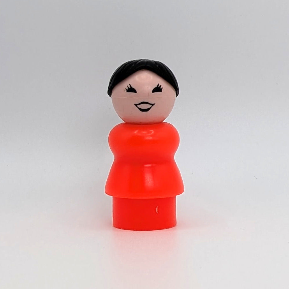 Woman - Bright Red Body | Black Ponytail - Fisher Price Little People