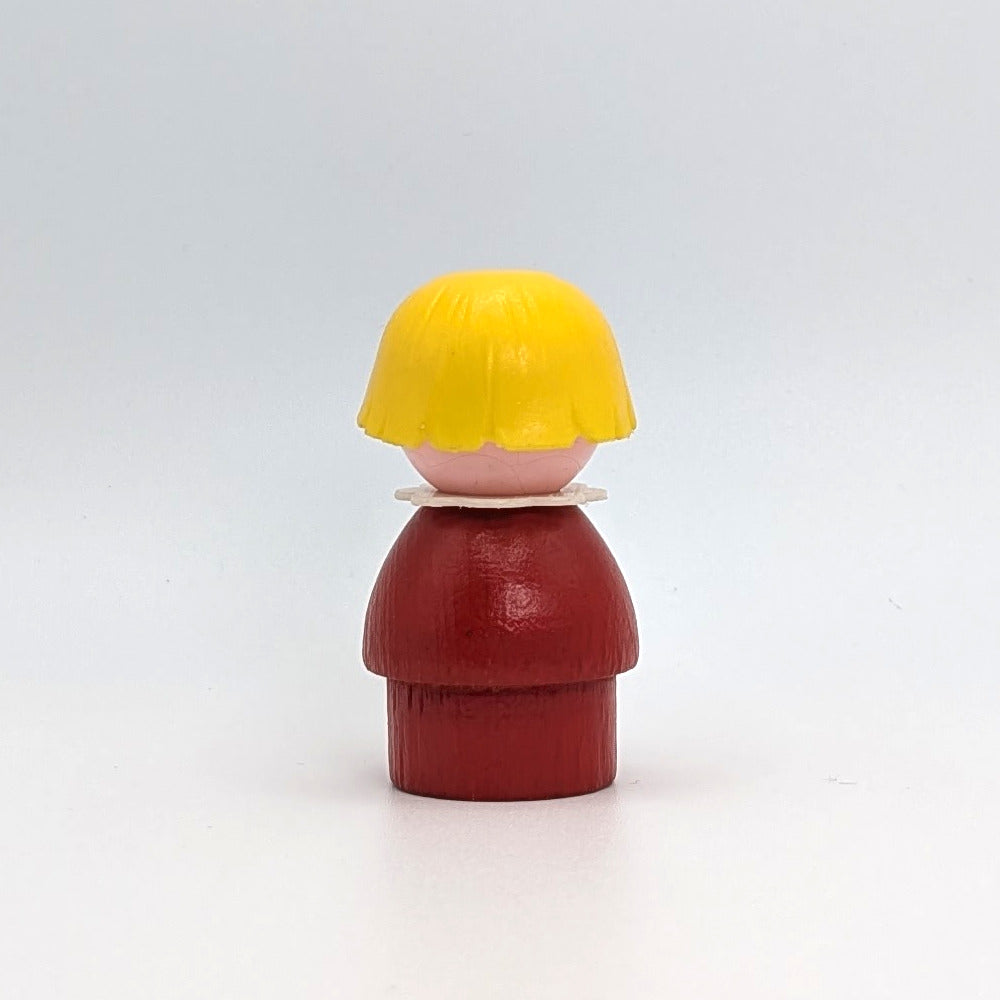 Girl - Red Wood Body | Plastic Head - Fisher Price Little People