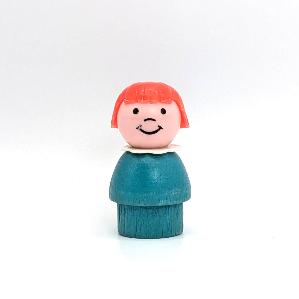 Girl - Turquoise Wood Body | Plastic Head - Fisher Price Little People