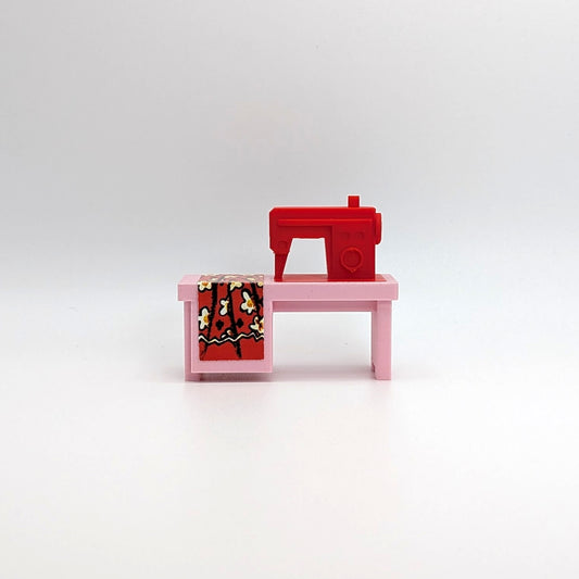 Sewing Machine 3D Printed Custom - Pink/Red - Compatible with Little People