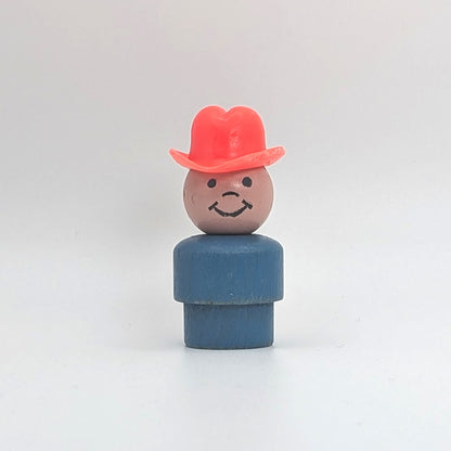 Farmer Boy - Blue Wood Body | Wood Head - Fisher Price Little People