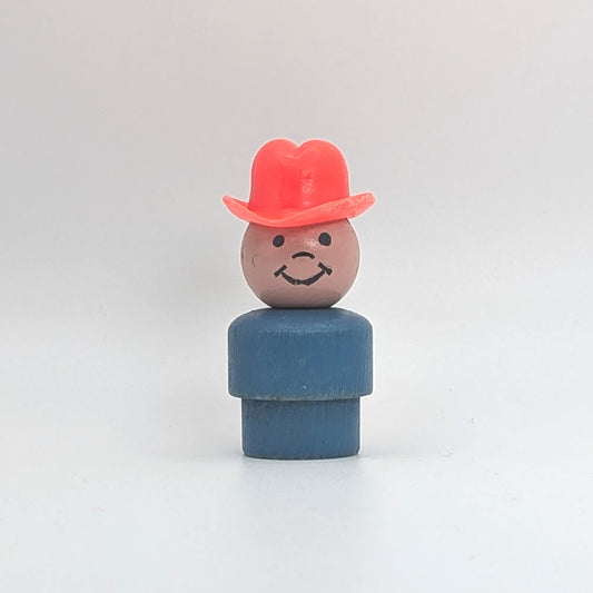 Farmer Boy - Blue Wood Body | Wood Head - Fisher Price Little People