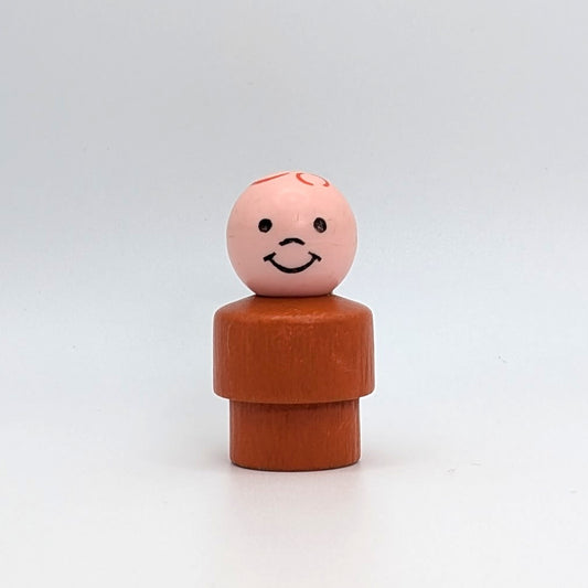 Boy - Orange Wood Body | Plastic Head - Fisher Price Little People