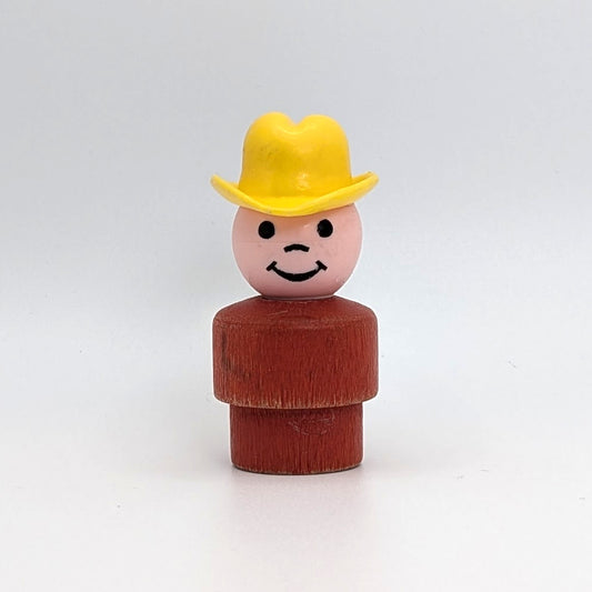 Farmer Boy - Red Wood Body | Plastic Head - Fisher Price Little People