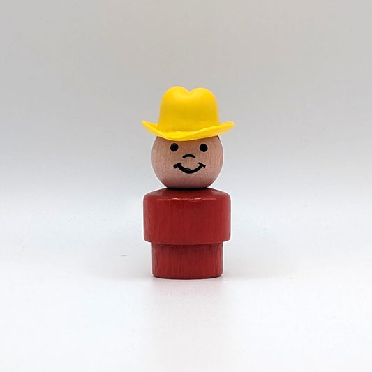 Farmer Boy - Red Wood Body | Wood Head - Fisher Price Little People