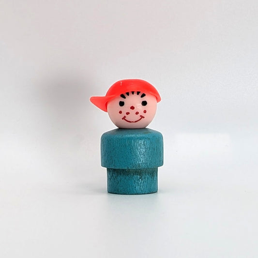 Boy - Turquoise Wood Body | Plastic Head - Fisher Price Little People
