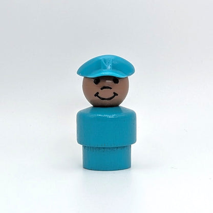 Pilot - Turquoise Wood Body | Plastic Head - Fisher Price Little People