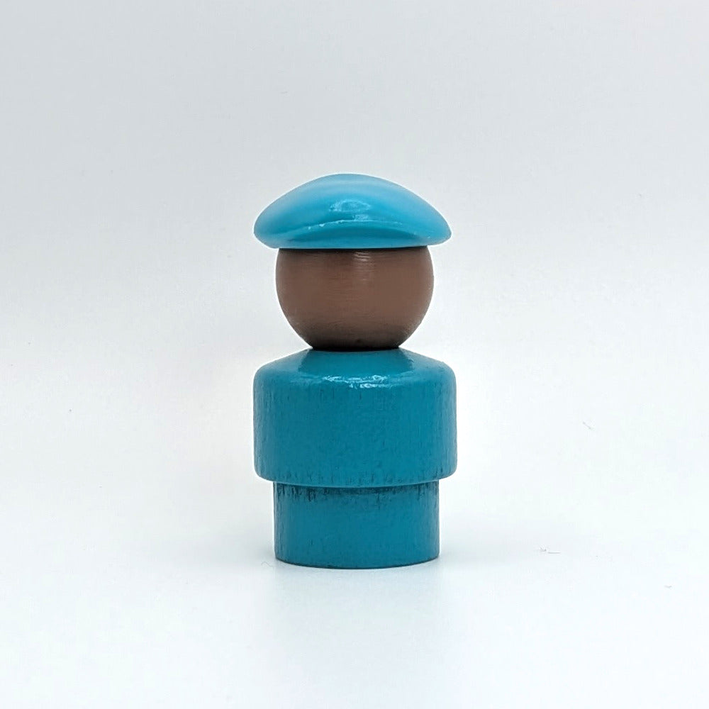 Pilot - Turquoise Wood Body | Plastic Head - Fisher Price Little People