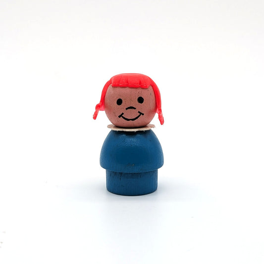 Girl - Blue Wood Body | Wood Head - Fisher Price Little People