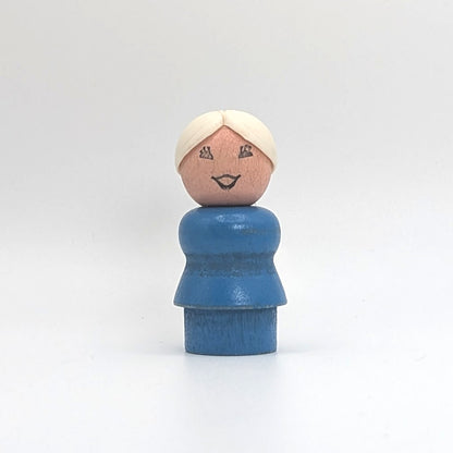 Woman - Blue Wood Body | Wood Head - Fisher Price Little People