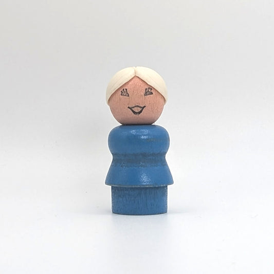 Woman - Blue Wood Body | Wood Head - Fisher Price Little People