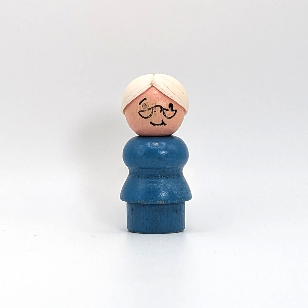 Woman - Blue Wood Body | Wood Head - Fisher Price Little People