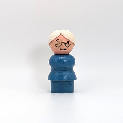 Woman - Blue Wood Body | Wood Head - Fisher Price Little People