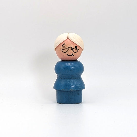 Woman - Blue Wood Body | Wood Head - Fisher Price Little People