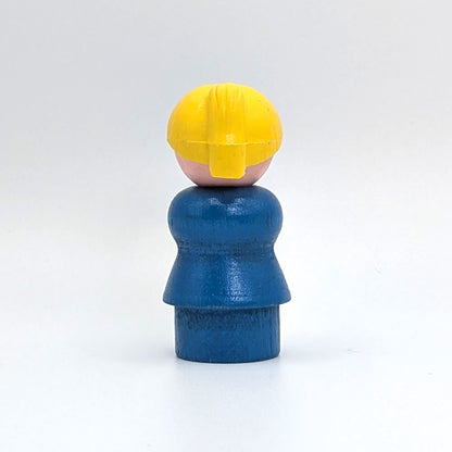 Woman - Blue Wood Body | Yellow Ponytail - Fisher Price Little People
