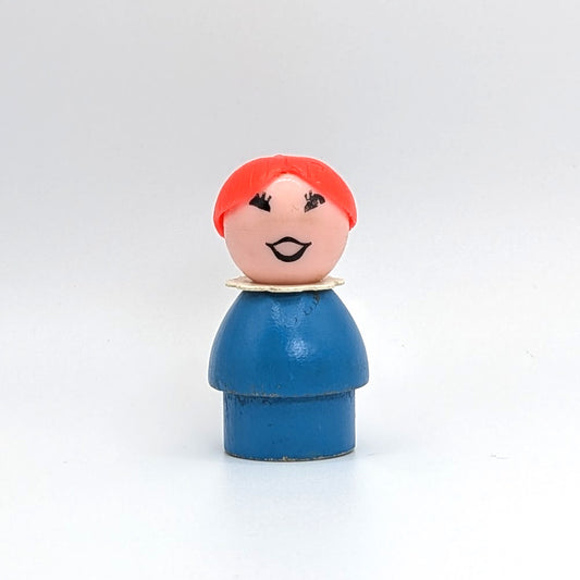 Girl - Blue Wood Body | Plastic Head - Fisher Price Little People
