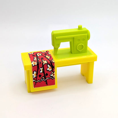 Sewing Machine 3D Printed Custom - Yellow/Green - Compatible with Little People