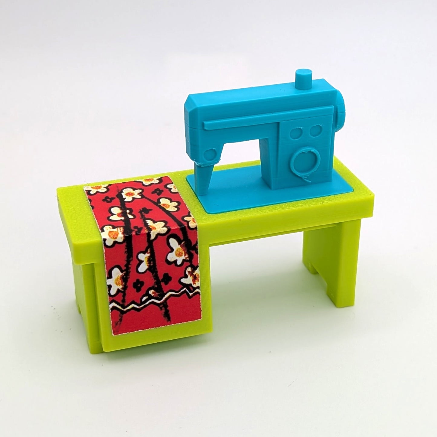 Sewing Machine 3D Printed Custom - Green/Turquoise - Compatible with Little People