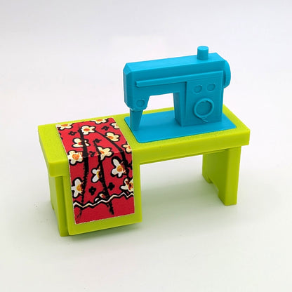 Sewing Machine 3D Printed Custom - Green/Turquoise - Compatible with Little People