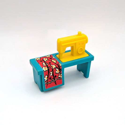 Sewing Machine - Turquoise/Yellow with Replacement Sticker - Fisher Price Little People