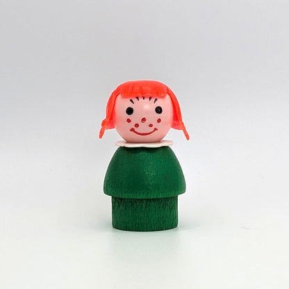 Girl - Green Wood Body | Red Pigtails - Fisher Price Little People
