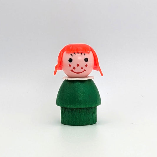 Girl - Green Wood Body | Red Pigtails - Fisher Price Little People