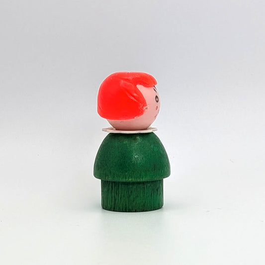 Girl - Green Wood Body | Plastic Head | No Pigtails - Fisher Price Little People