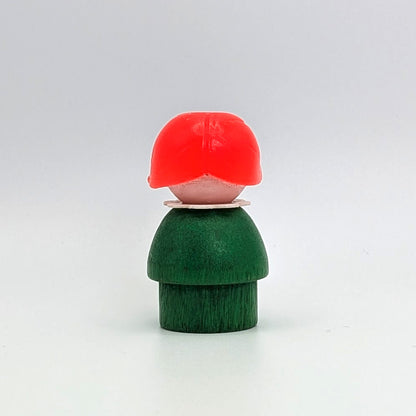 Girl - Green Wood Body | Plastic Head | No Pigtails - Fisher Price Little People