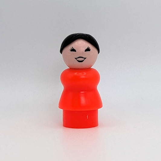 Woman - Bright Red Body | Black Ponytail - Fisher Price Little People
