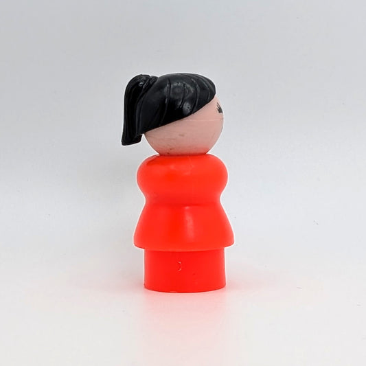 Woman - Bright Red Body | Black Ponytail - Fisher Price Little People