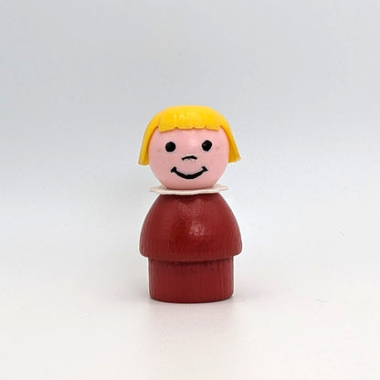 Girl - Red Wood Body | Plastic Head - Fisher Price Little People