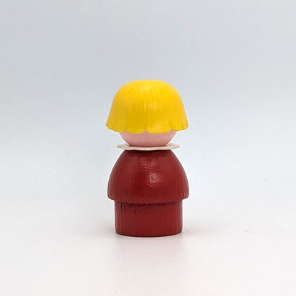 Girl - Red Wood Body | Plastic Head - Fisher Price Little People