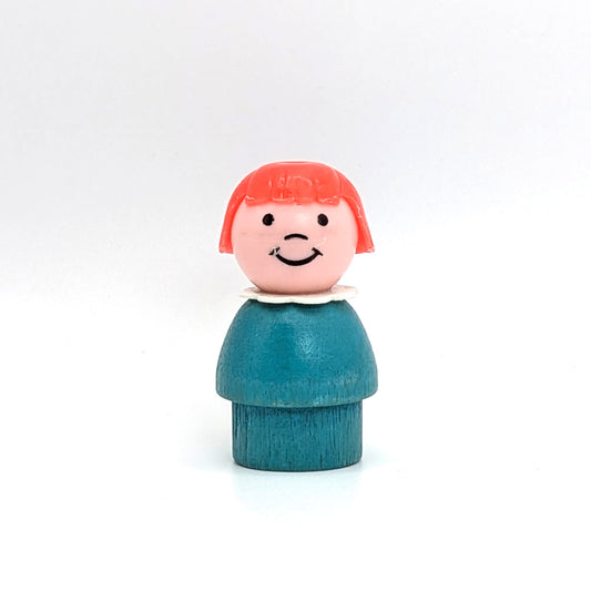 Girl - Turquoise Wood Body | Plastic Head - Fisher Price Little People
