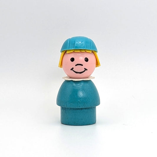 Girl - Turquoise Wood Body | Plastic Head - Fisher Price Little People