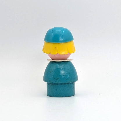 Girl - Turquoise Wood Body | Plastic Head - Fisher Price Little People