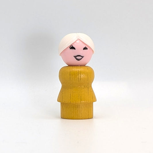 Woman - Yellow Wood Body | Plastic Head - Fisher Price Little People