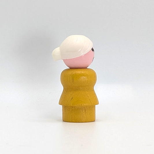 Woman - Yellow Wood Body | Plastic Head - Fisher Price Little People