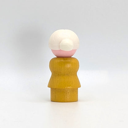Woman - Yellow Wood Body | Plastic Head - Fisher Price Little People